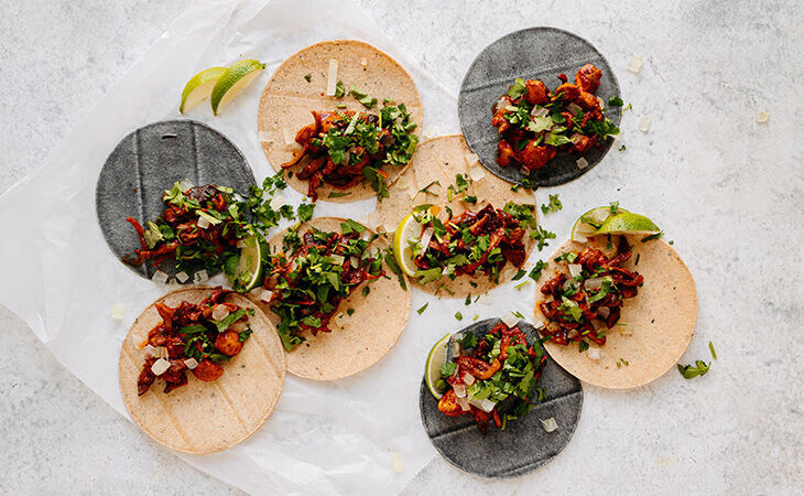 Warming vegan birria tacos for cold nights in